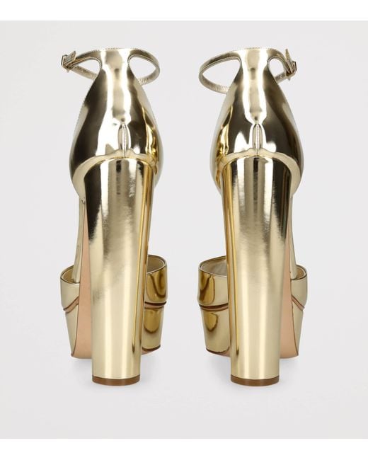 Casadei Metallic Leather Flora Platform Heels 140