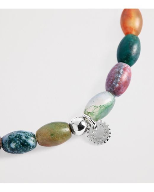 Tateossian White Indian Jasper Bead Viper Bracelet for men
