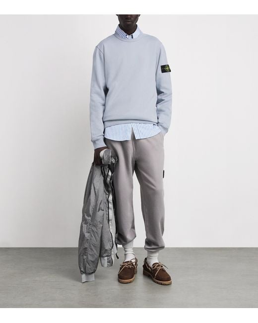Stone Island Blue Cotton Compass Sweatshirt for men