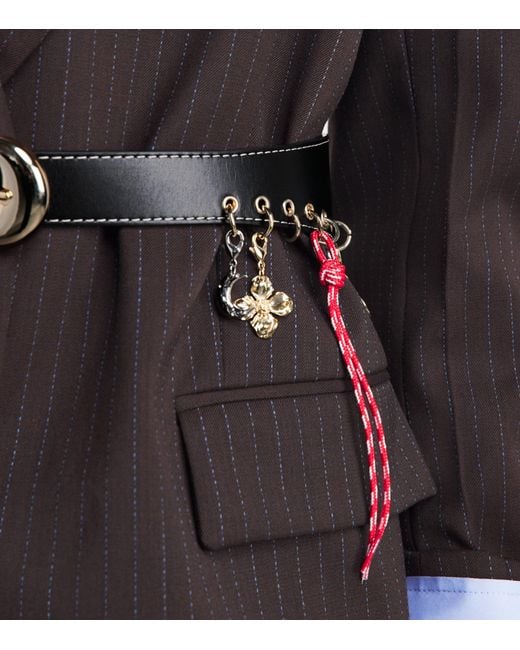 Claudie Pierlot Blue Leather Charm-Detail Belt