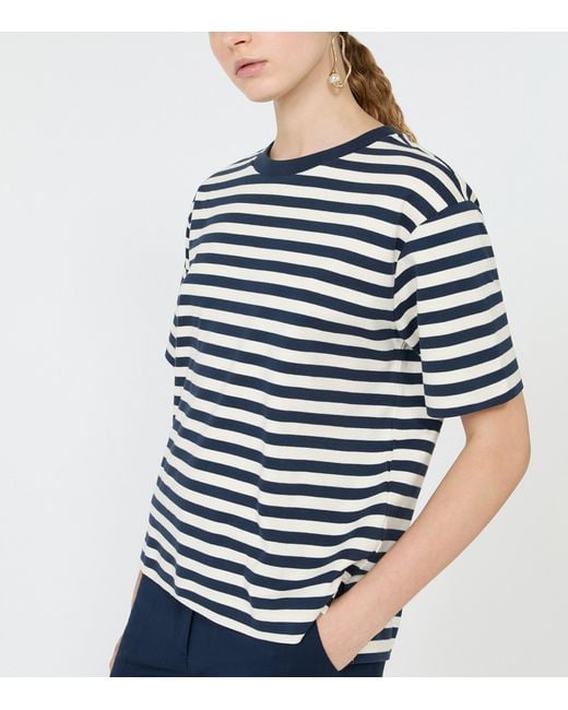 Weekend by Maxmara Blue Cotton Stripe T-Shirt