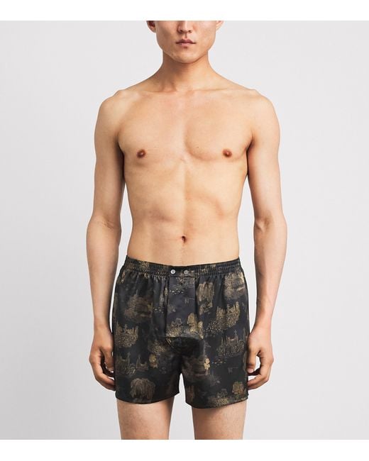 Derek Rose Black Silk Brindisi Boxer Shorts for men