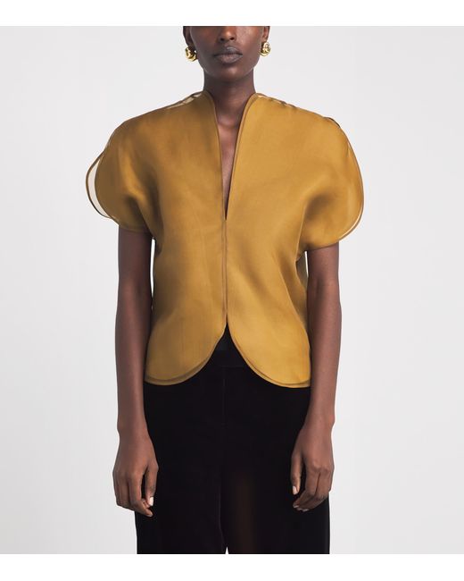 Khaite Brown Silk Briar Blouse
