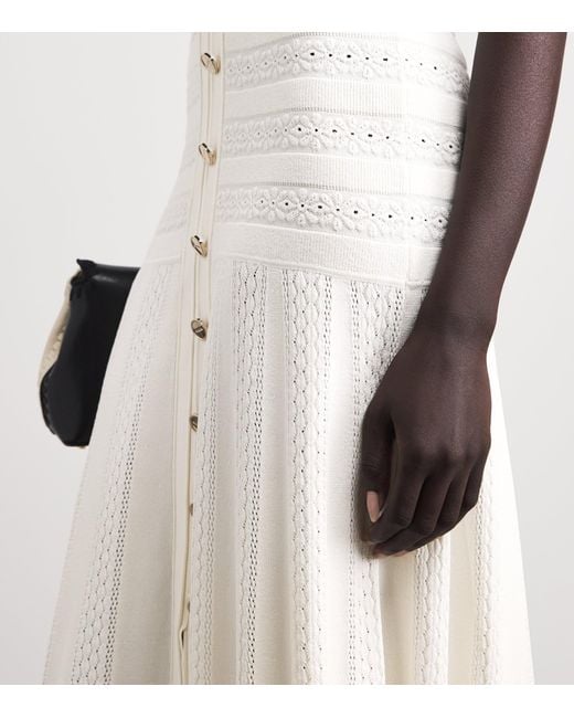 Sandro White Knit Button-Through Midi Dress