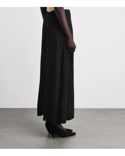 Totême Black Jersey Flared Maxi Skirt