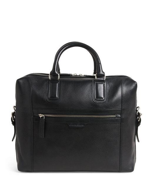 Officine Creative Black Leather Jules Briefcase for men