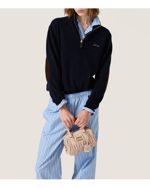 Miu Miu Pink Matelassé Leather Arcadie Top-Handle Bag