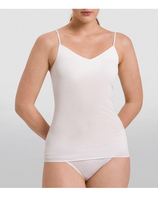 Hanro White Cotton Seamless Padded Camisole