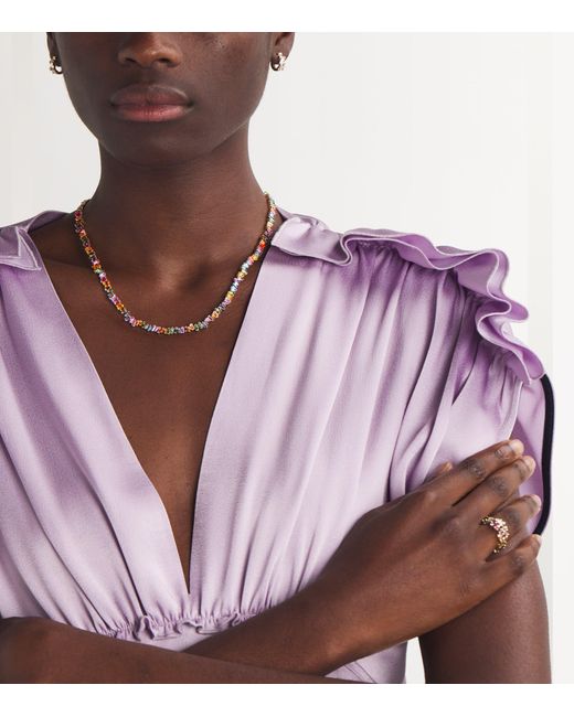 Suzanne Kalan Metallic And Pastel Sapphire Bold Tennis Necklace