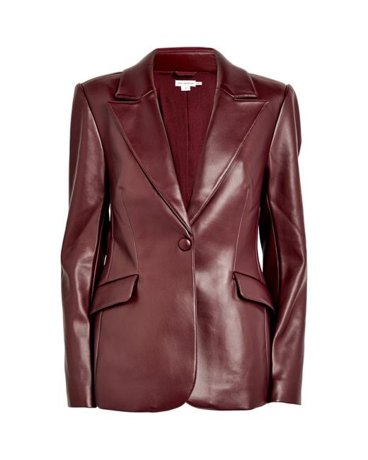 GOOD AMERICAN Purple Faux Leather Sculpted Blazer