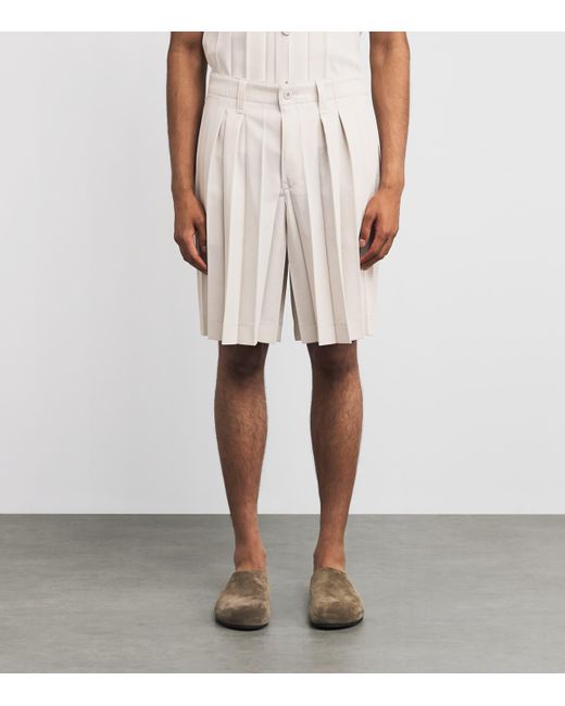 Homme Plissé Issey Miyake White Pleated Edge Ensemble Shorts for men