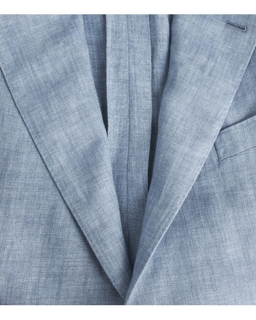 Ralph Lauren Blue Délavé Linen-Blend Blazer for men