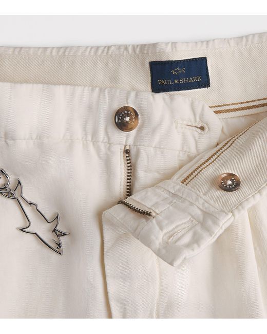 Paul & Shark White Cotton-Linen Bermuda Shorts for men