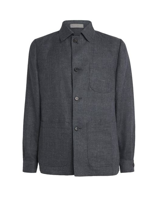 Corneliani Gray Linen-Wool Overshirt for men