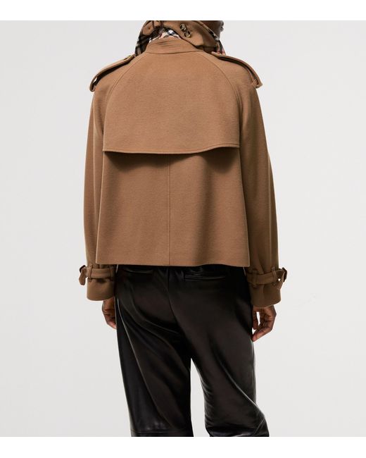 Burberry Brown Cashmere Mayfair Cropped Trench Jacket