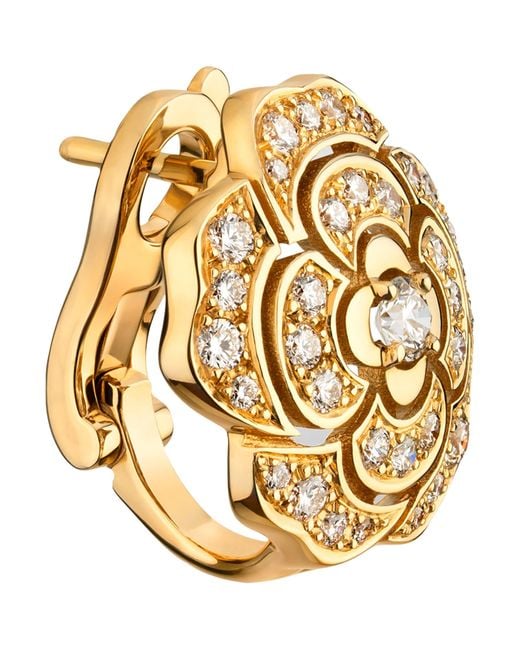 Chanel Metallic And Diamond Camélia Earrings