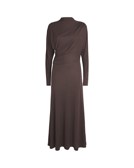 RETORI Brown Jersey Draped Maxi Dress