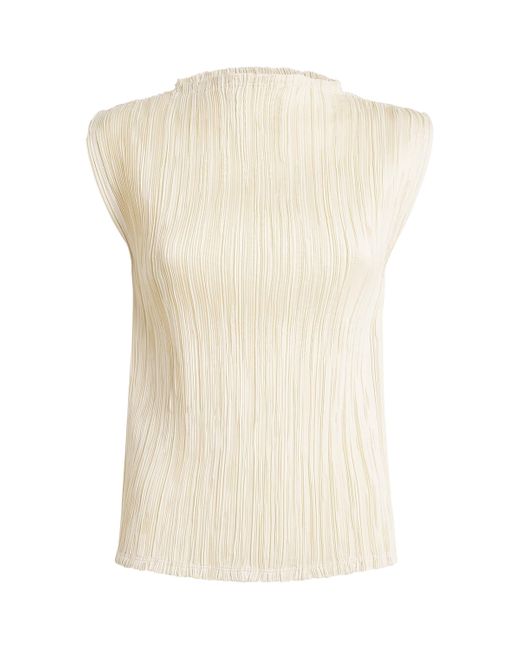 LE17SEPTEMBRE Natural Pleated Mock-Neck Top