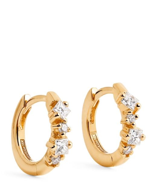 Suzanne Kalan Metallic And Diamond Princess Huggie Earrings