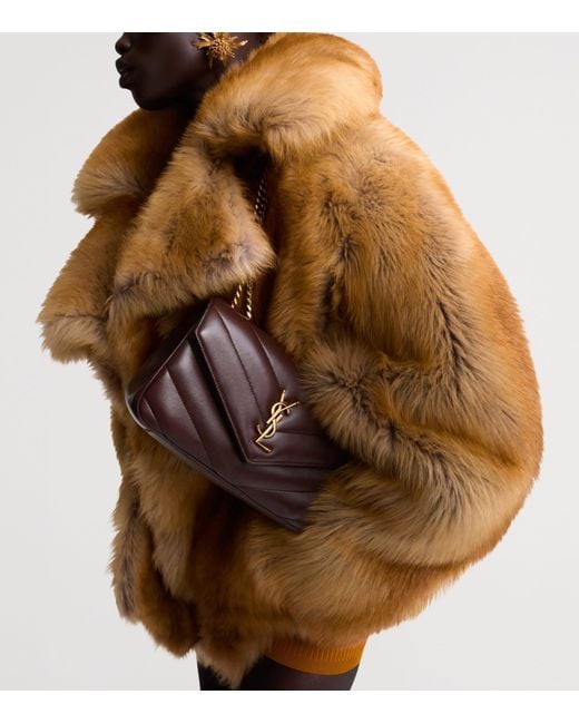 Saint Laurent White Small Leather Loulou Shoulder Bag