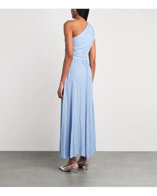 Maje Blue One-Shoulder Maxi Dress