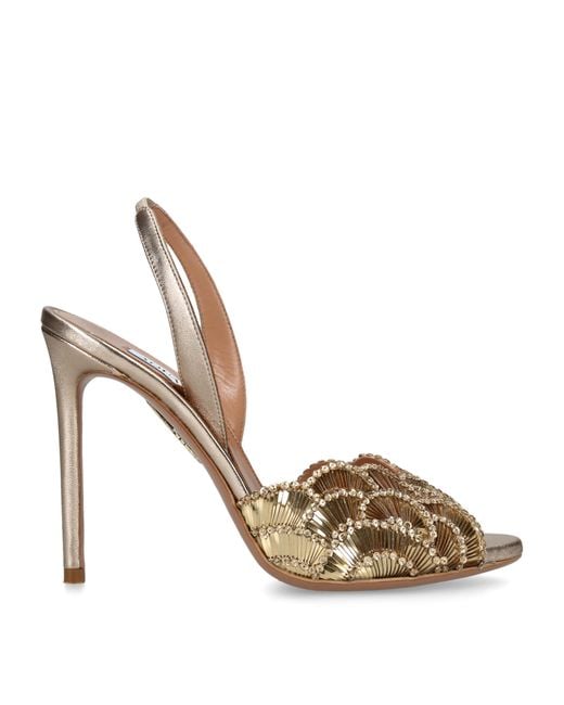 Aquazzura Metallic Leather Ce Soir Mules 75