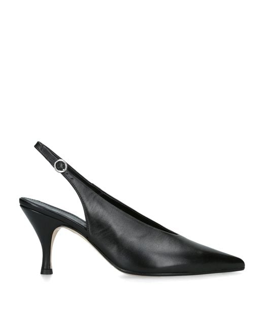 Aeyde Black Leather Carla Slingback Pumps 75