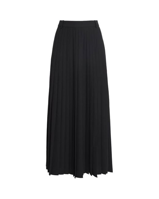 ME+EM Black Crepe Slit Pleated Maxi Skirt