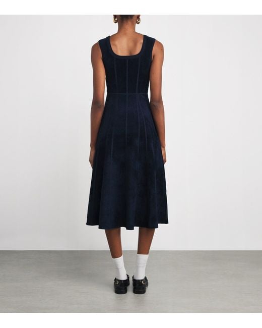 Maje Blue Terry Structured Midi Dress