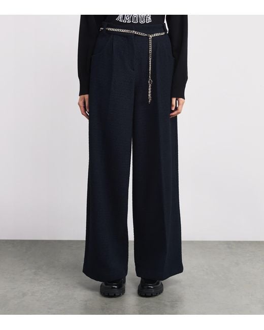 Maje Blue Bouclé Chain Trousers