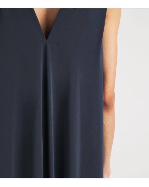 Issey Miyake Blue Drape Jersey Sleeveless Midi Dress
