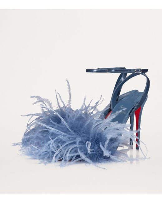 Christian Louboutin Blue Loubigirl Feather Heeled Sandals 100