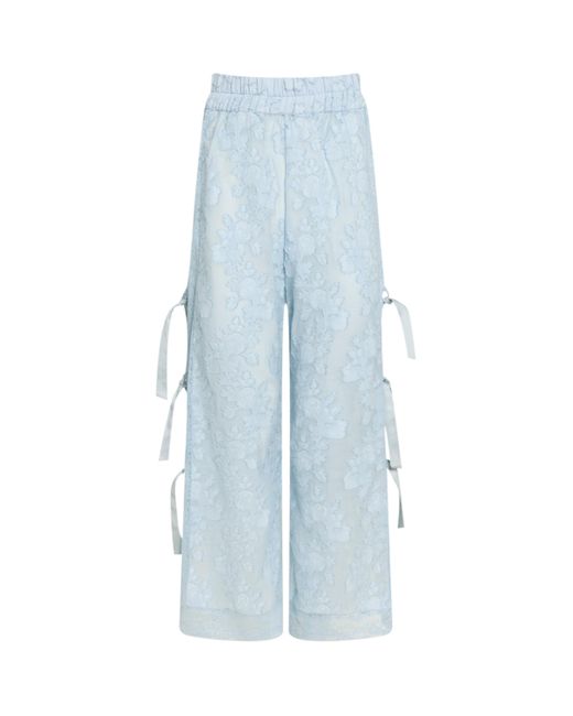 Loretta Caponi Blue Lace-Trim Clarissa Trousers