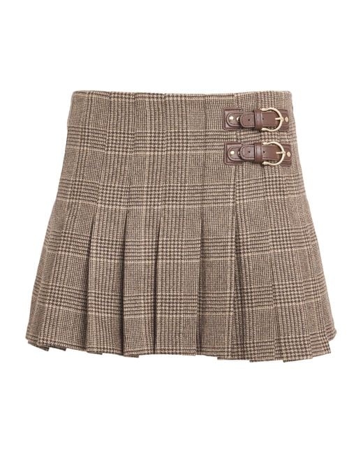 Maje Brown Check Print Mini Skirt