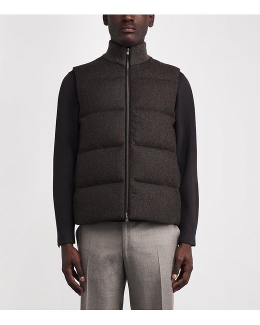 Agnona Gray Wool-Blend Padded Gilet for men