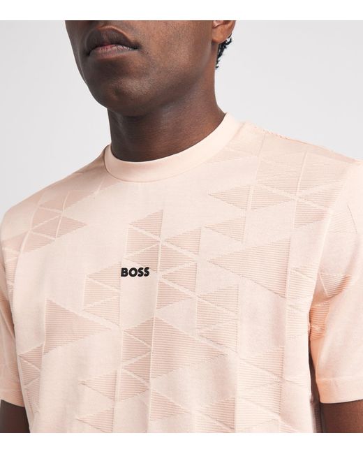 Boss Pink Cotton Network Logo T-Shirt for men