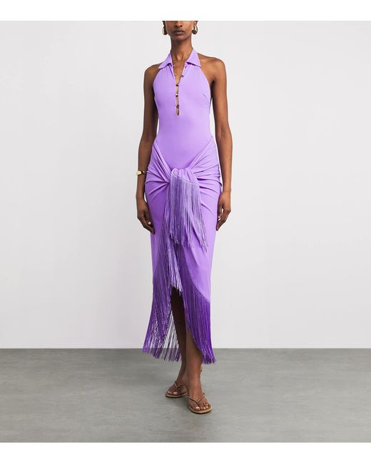 Taller Marmo Purple Grand Tropicana Swimsuit And Pareo Set