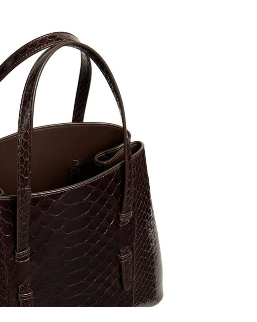 Alaïa Brown Leather Python-Embossed Mina 25 Top-Handle Bag