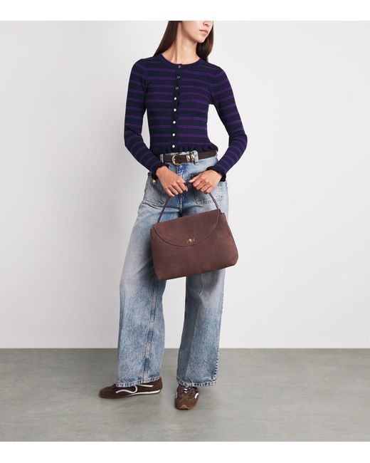 Sandro Purple Suede Le Grand Bazaar Top-Handle Bag