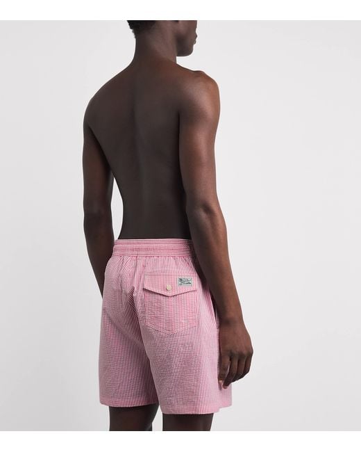 Polo Ralph Lauren Pink Seersucker Traveller Swim Shorts for men
