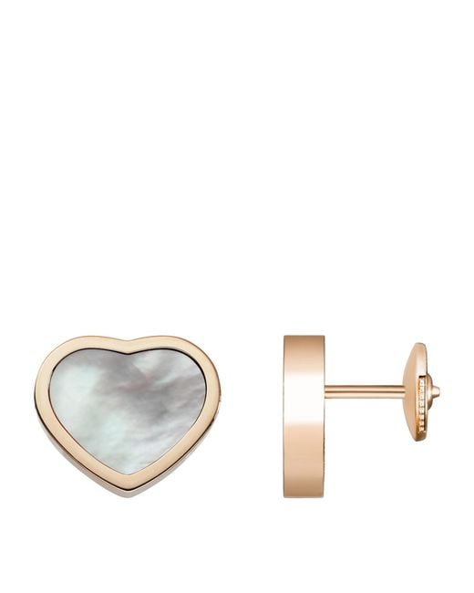 Chopard Gray And Mother-Of-Pearl Happy Hearts Stud Earrings