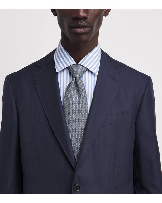 Brioni Blue Cotton-Linen Stripe Shirt for men