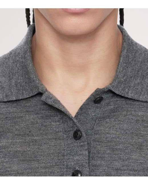 AllSaints Gray Merino Wool Martel Polo Sweater