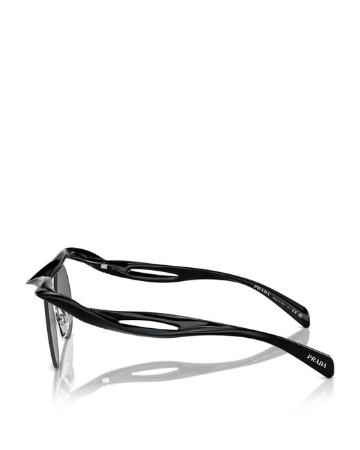 Prada Black Sculptural Round Runway Sunglasses