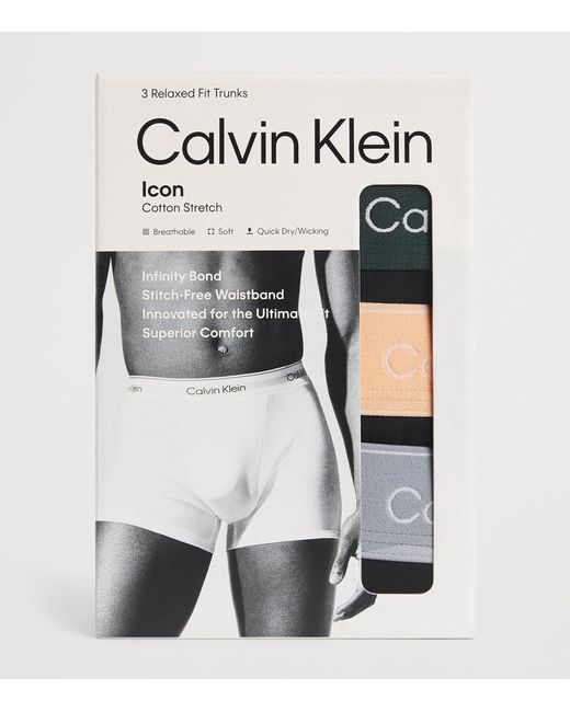 Calvin Klein Black Cotton Stretch Relaxed Icon Trunks for men