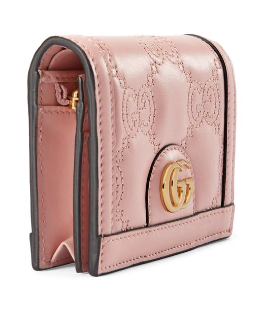 Gucci Pink Matelassé Leather Gg Bifold Wallet