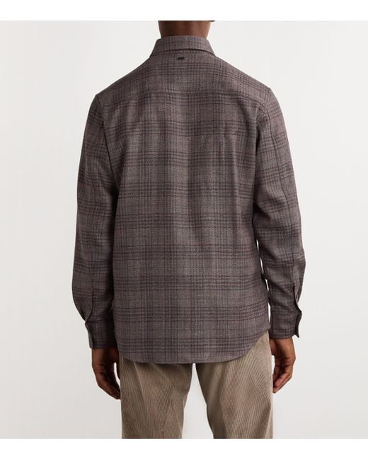 Agnona Brown Wool-Silk Shirt for men