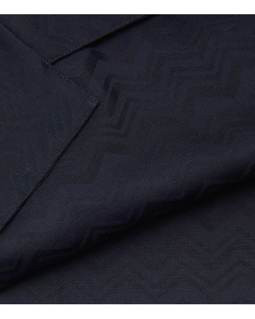 Missoni Blue Cotton-linen Zigzag Shirt for men