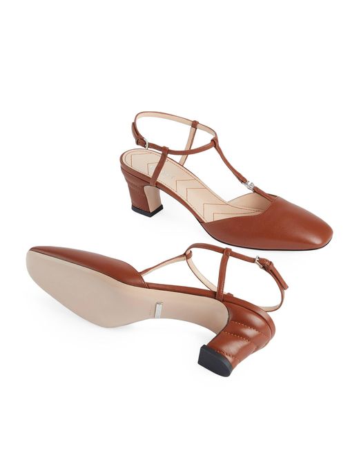 Gucci Brown Leather Double G Slingback Pumps 55