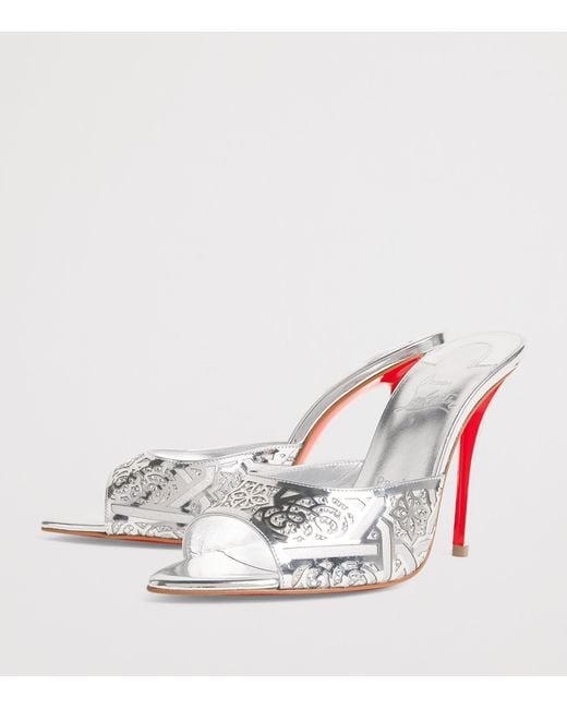 Christian Louboutin White Miss Z Mule Carouba Leather Mules 100